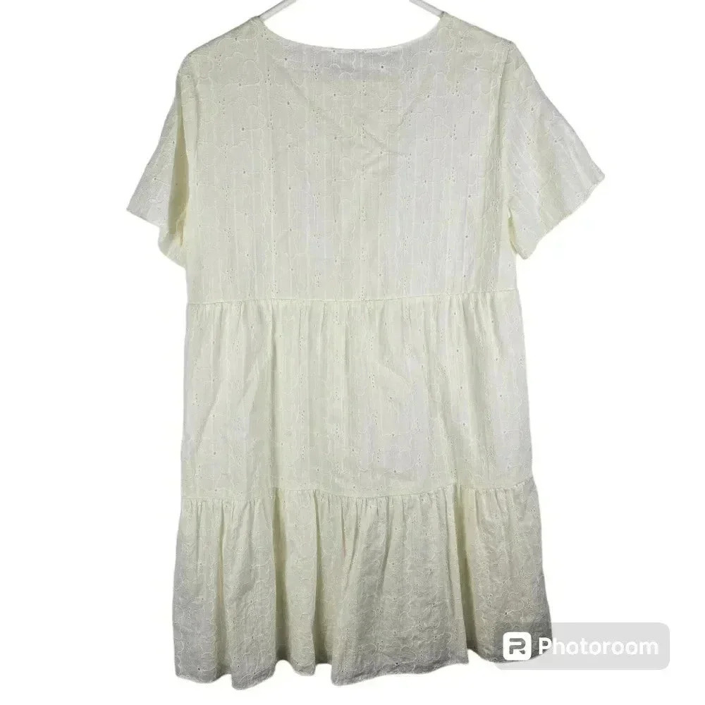 NWOT Madewell Women’s Cream Eyelet Preppy Above Knee Mini Dress Size M - Picture 3 of 10